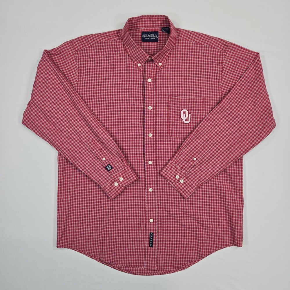 Oklahoma Sooners Crable Button Down Shirt Red Long Sleeve XL OU Embroidered